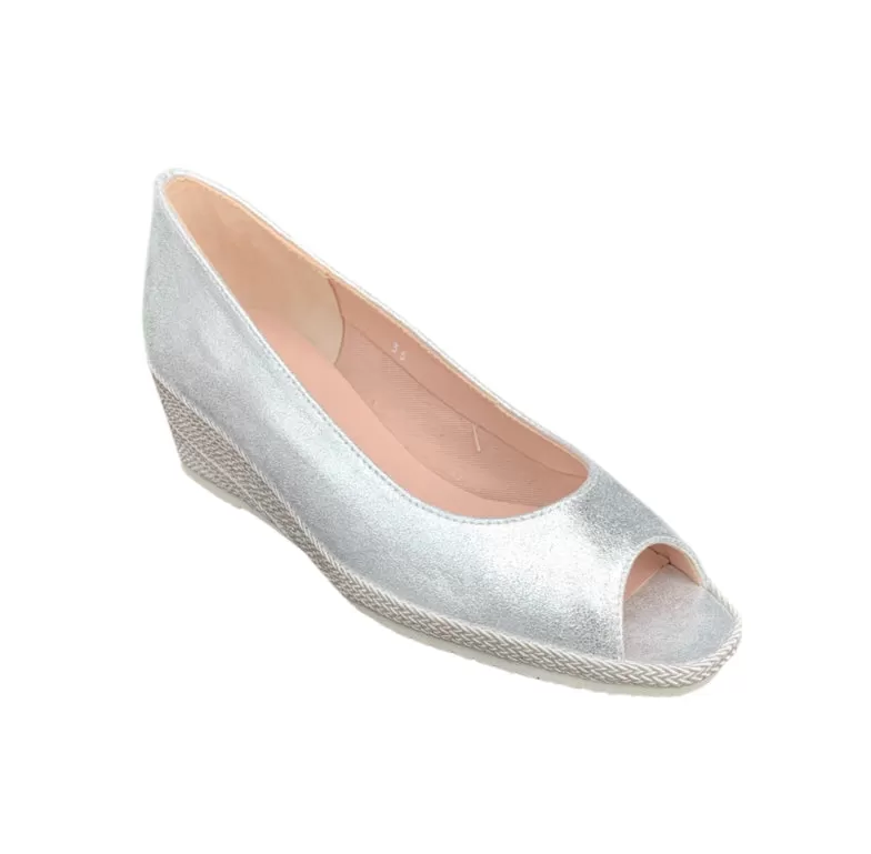 Emma Silver Leather Wedge