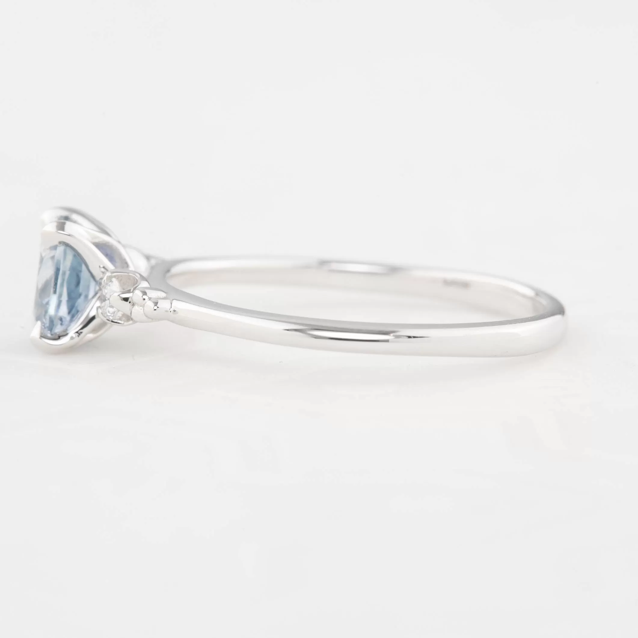 Estel Ring 0.91ct Cushion Cut Blue Montana Sapphire, 14k White Gold (One of a kind)