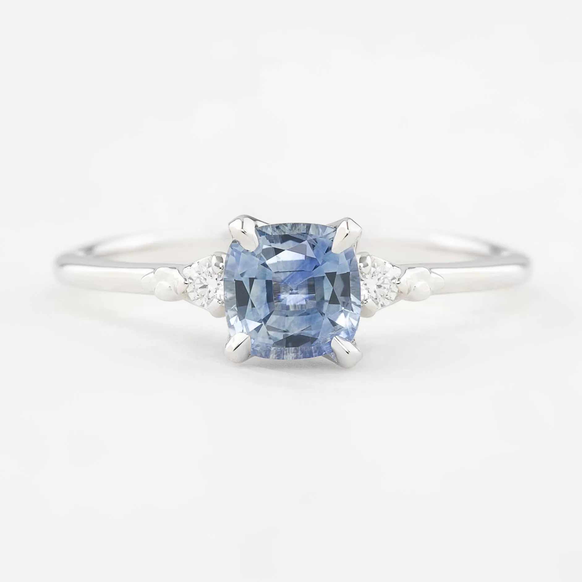 Estel Ring 0.91ct Cushion Cut Blue Montana Sapphire, 14k White Gold (One of a kind)