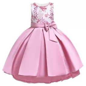 Floral Bow Dress For Girls- Sleeveless