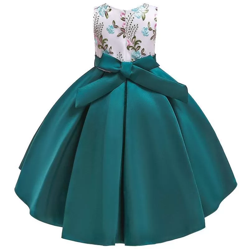 Floral Bow Dress For Girls- Sleeveless