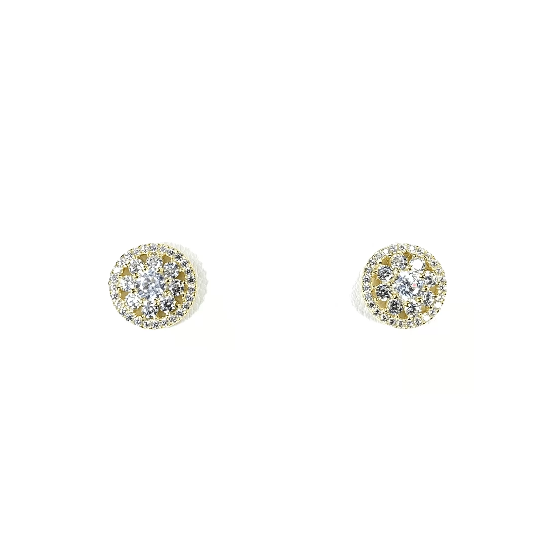 Flower Cluster Earring Studs With CZ Halo