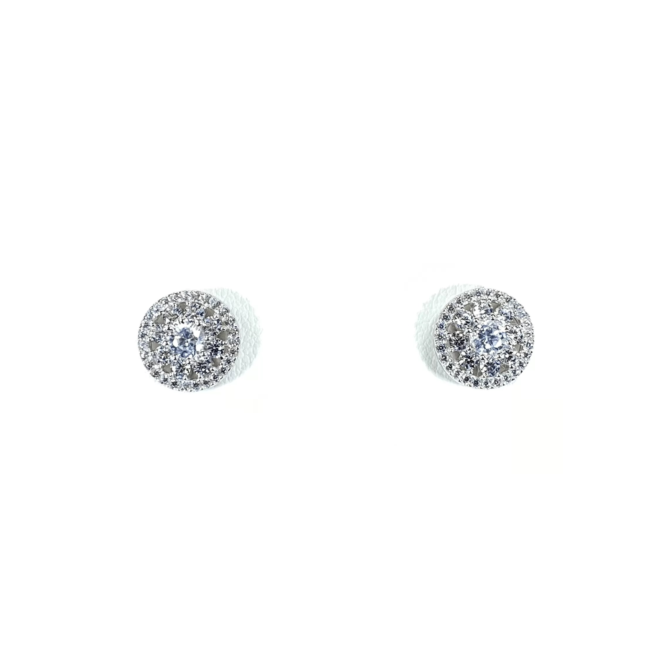 Flower Cluster Earring Studs With CZ Halo