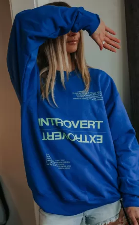 friday   saturday: introvert/extrovert sweatshirt - blue