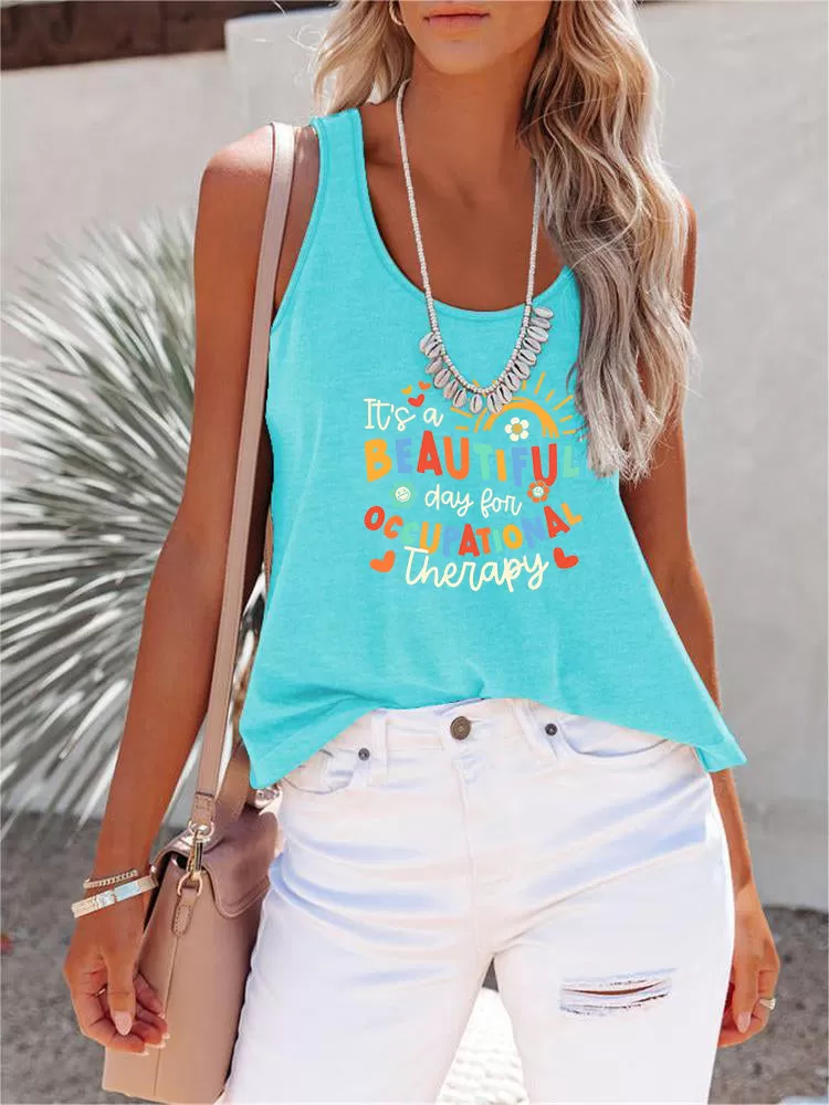 Full Size Letter Graphic Scoop Neck Tank