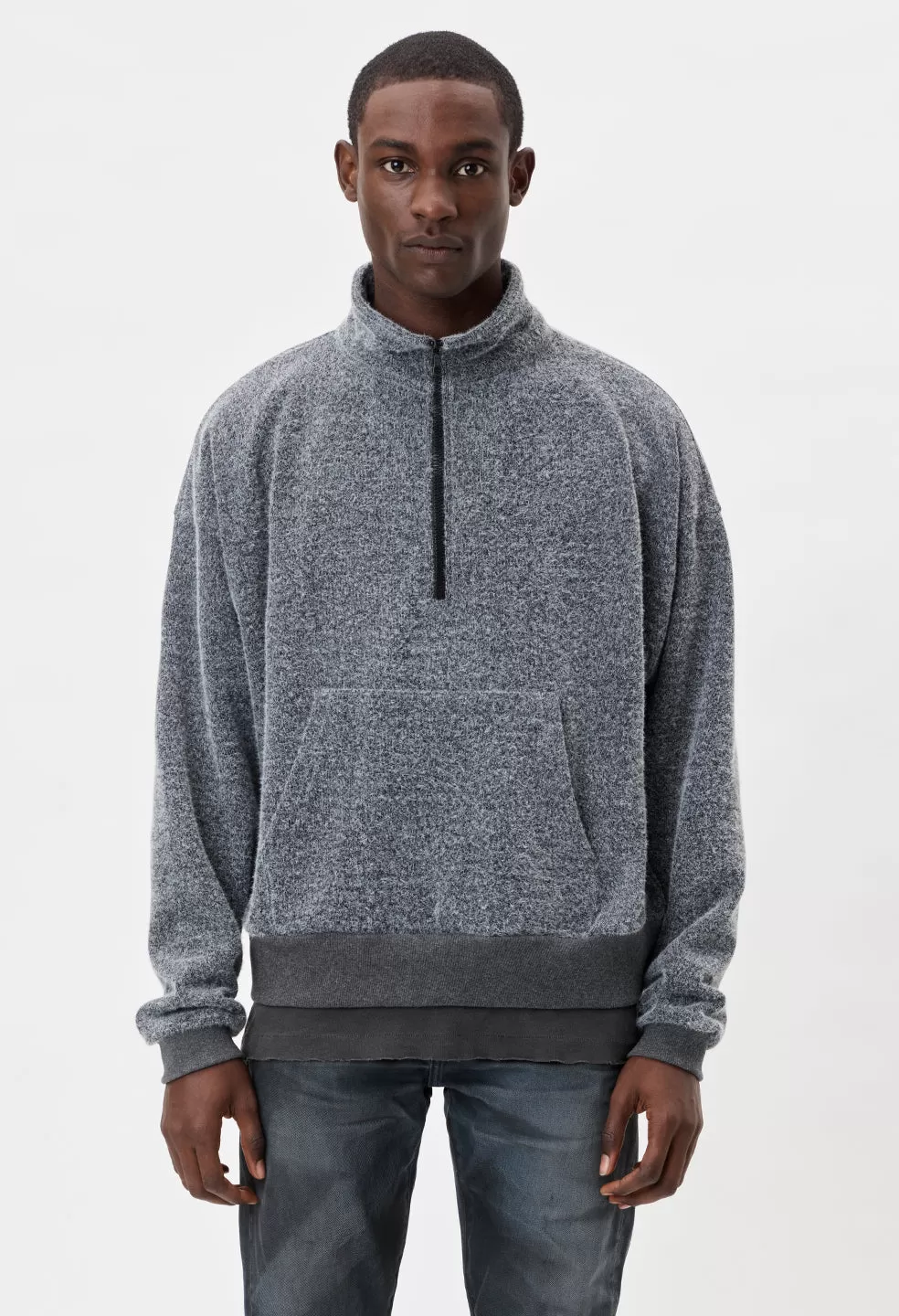 Fur Terry Half Zip Pullover / Charcoal