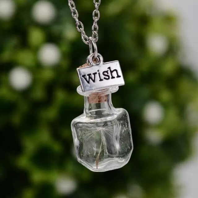 Glass Bottle Natural Dandelion Seed Necklace