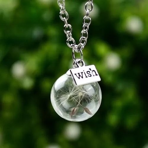 Glass Bottle Natural Dandelion Seed Necklace