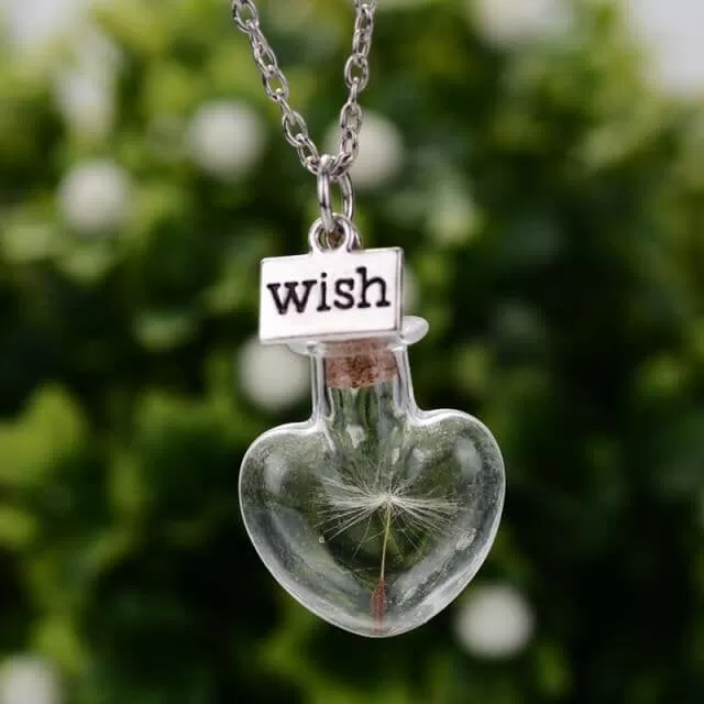 Glass Bottle Natural Dandelion Seed Necklace