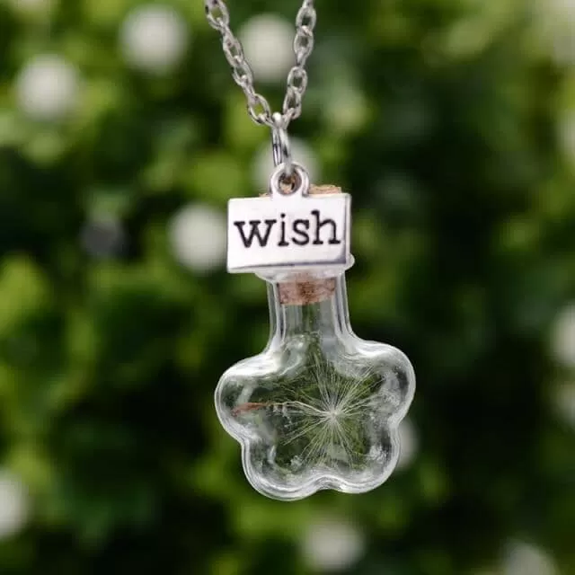 Glass Bottle Natural Dandelion Seed Necklace