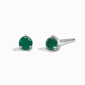 Green Onyx Solid Round Studs - May Birthstone