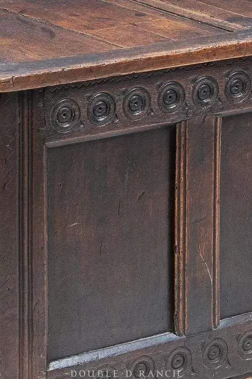 Home, Furniture, Chest, Spanish, Oak with Carving, Antique, Estate, 19th Century, 190