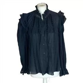 Isabel Marant Etoile Black Cheesecloth Frill Blouse M