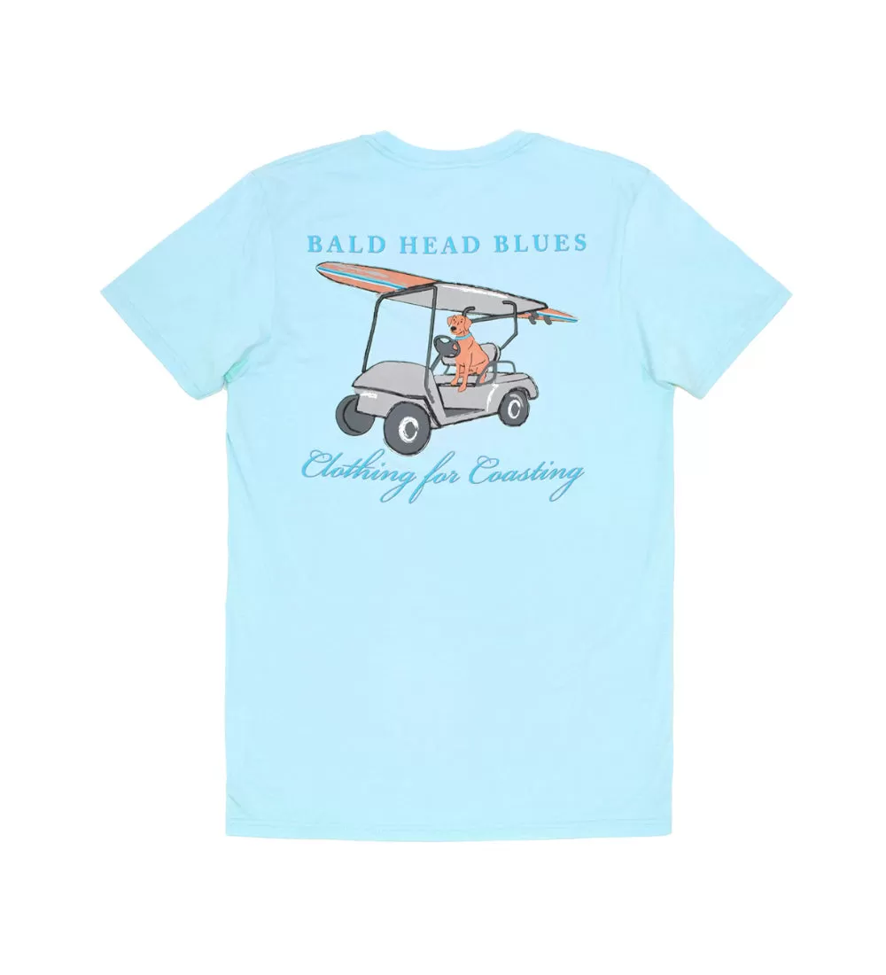 Island Tee - Youth Short Sleeve Dog in Cart - Light Blue