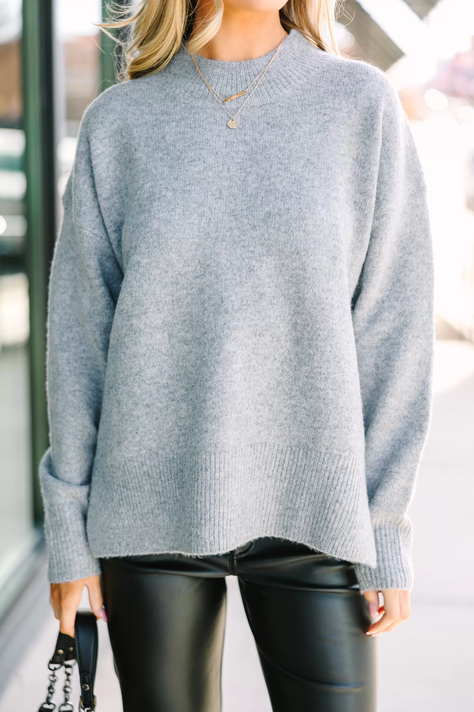 It Can Happen Gray Side Slit Sweater