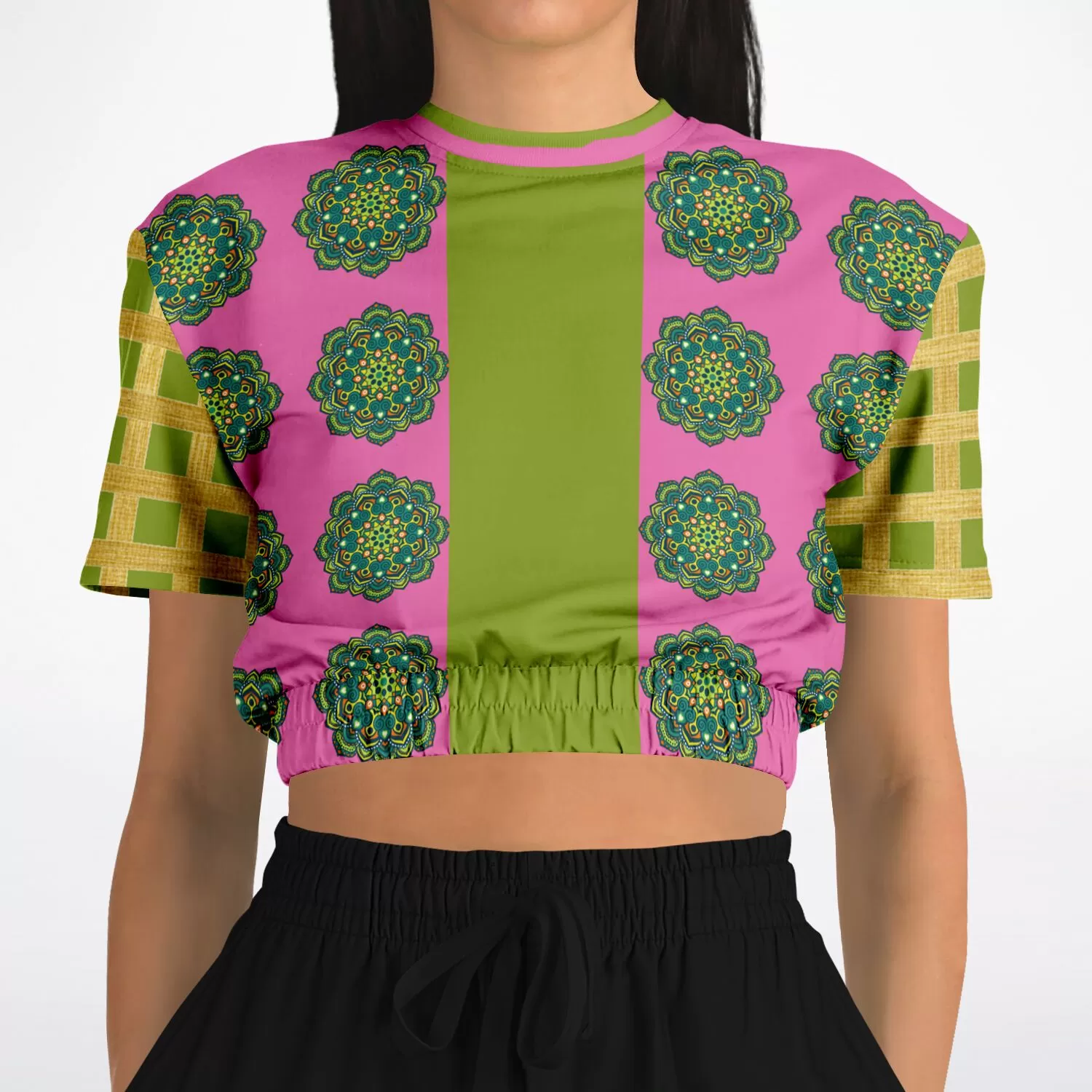 Jambalaya Short Sleeve Cropped Eco-Poly Sweater