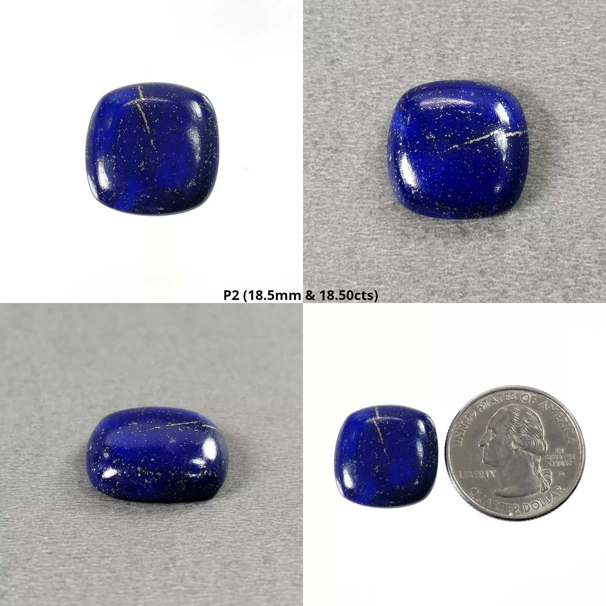 LAPIS LAZULI Gemstone Cabochon : Natural Untreated Blue Lapis Cushion Shape 1pc