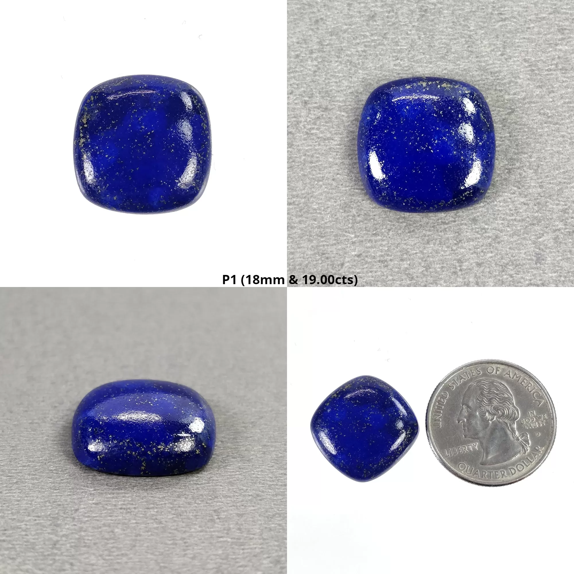 LAPIS LAZULI Gemstone Cabochon : Natural Untreated Blue Lapis Cushion Shape 1pc