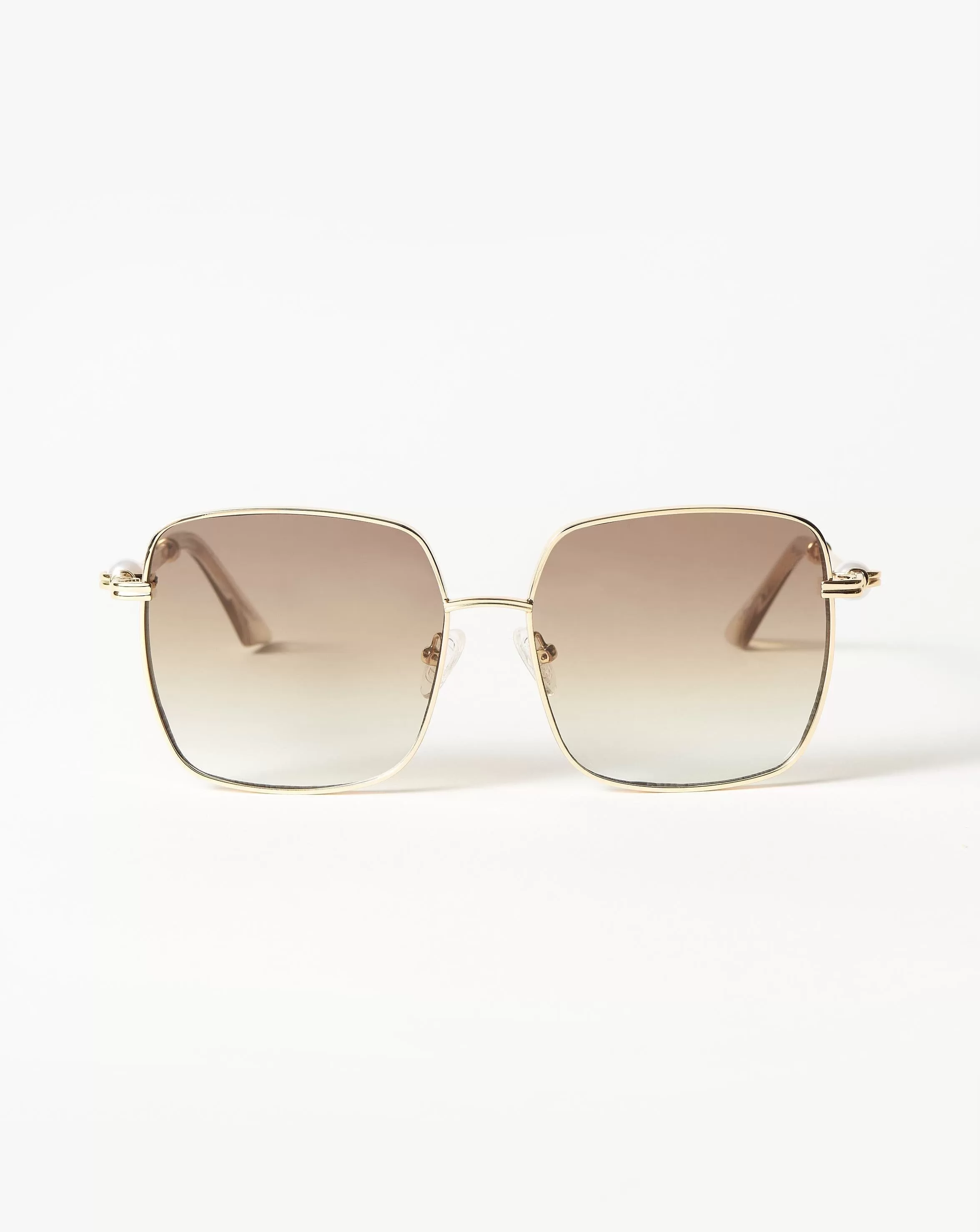 Le Specs Aquarius Sphere Oversized Square Sunglasses | Gold/Pearl