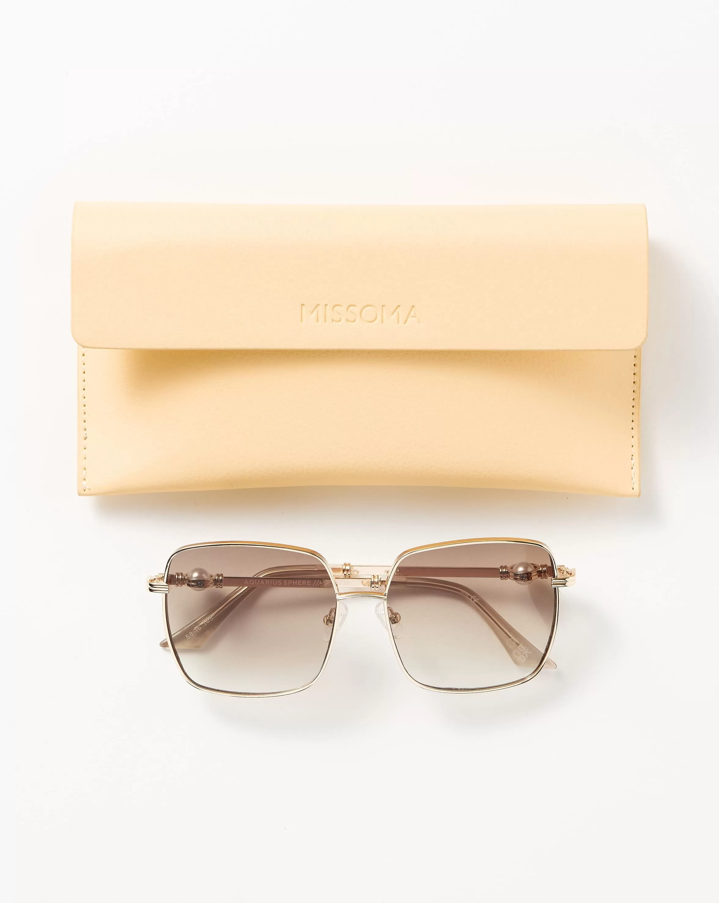 Le Specs Aquarius Sphere Oversized Square Sunglasses | Gold/Pearl