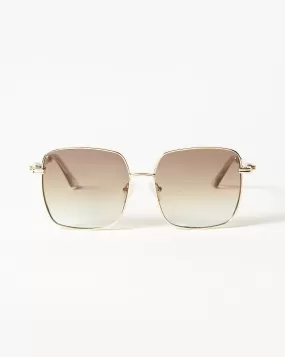 Le Specs Aquarius Sphere Oversized Square Sunglasses | Gold/Pearl