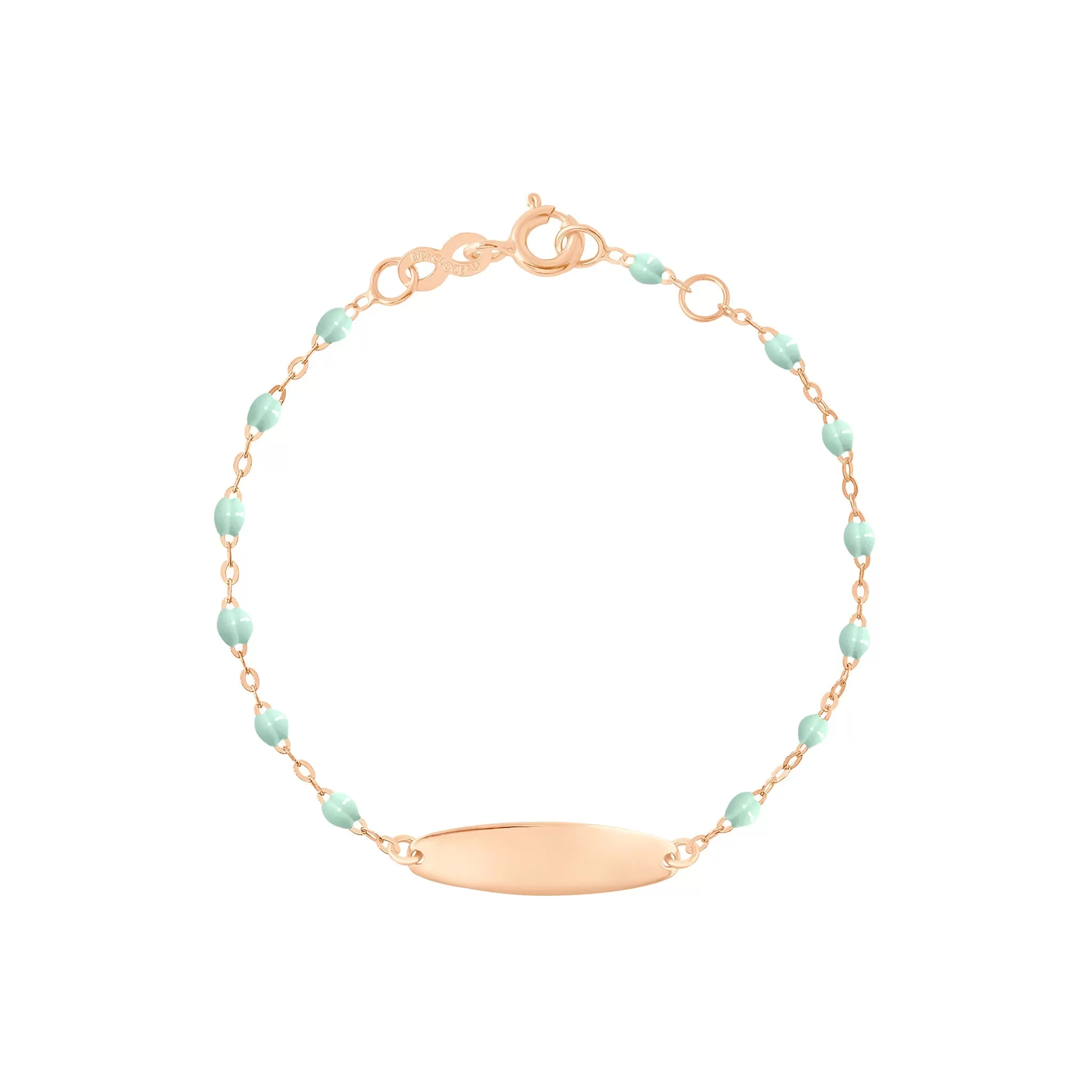 Little Gigi Jade bracelet, Oval plaque, Rose Gold, 5.9"