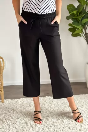 Liverpool Demi Pull On Wide Leg Crop Pant : Black