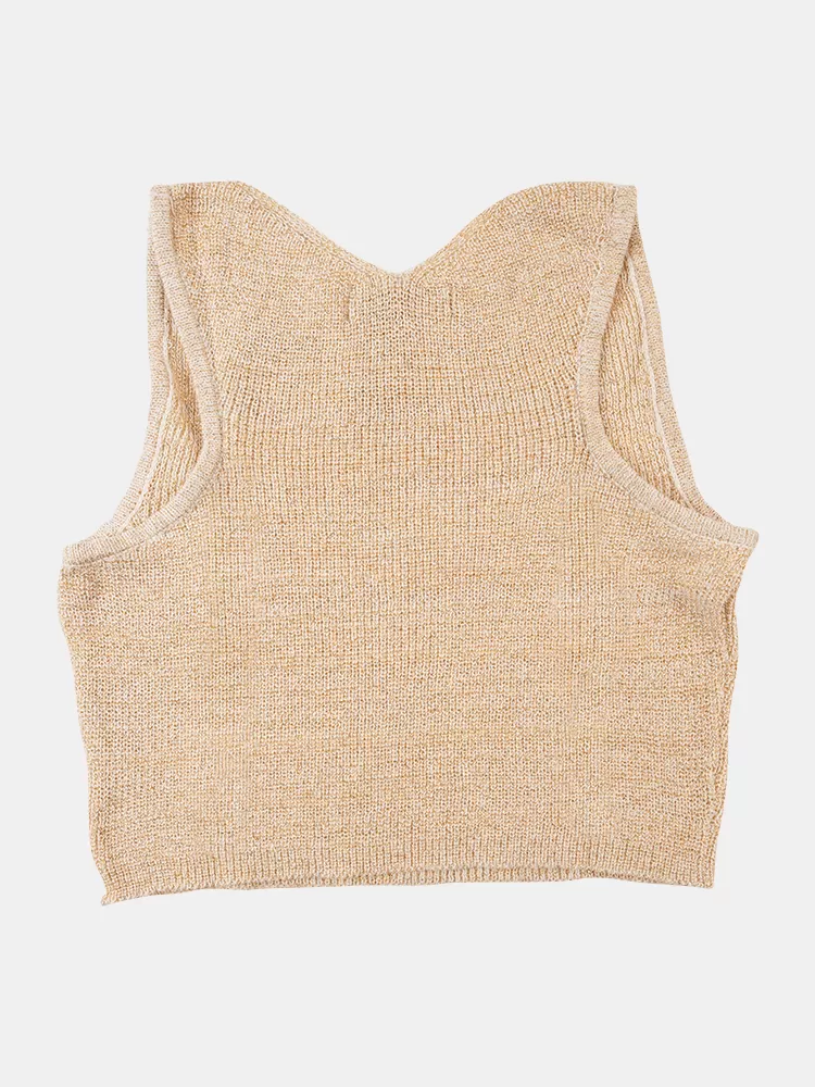 Lost In Nowhere Gemma Crop Top - Cream Shimmer