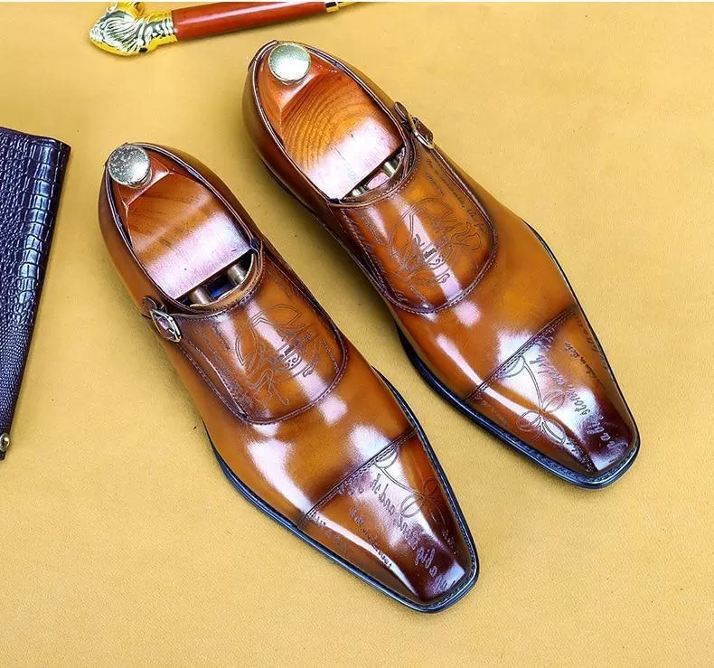 Men  Dress Shoes -  Cencio Monk Strap Oxford Shoes