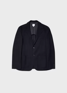 Men's Piqué Unstructured Blazer in Navy