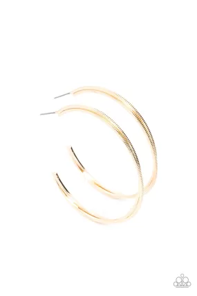 Monochromatic Curves - Gold Paparazzi Earrings