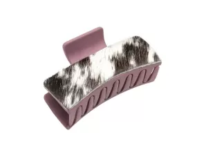 Myra Bags Leather Hair Comb Clips: Secure, Stylish, and Comfortable - Dusty Rose and Cow