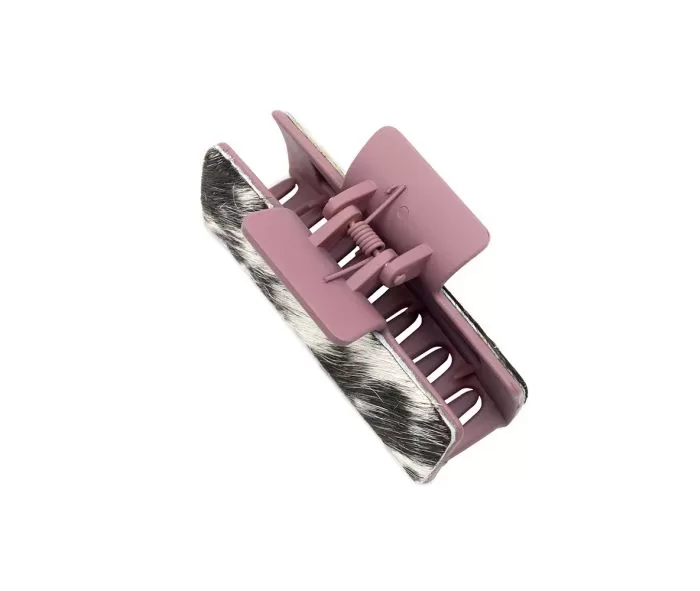 Myra Bags Leather Hair Comb Clips: Secure, Stylish, and Comfortable - Dusty Rose and Cow