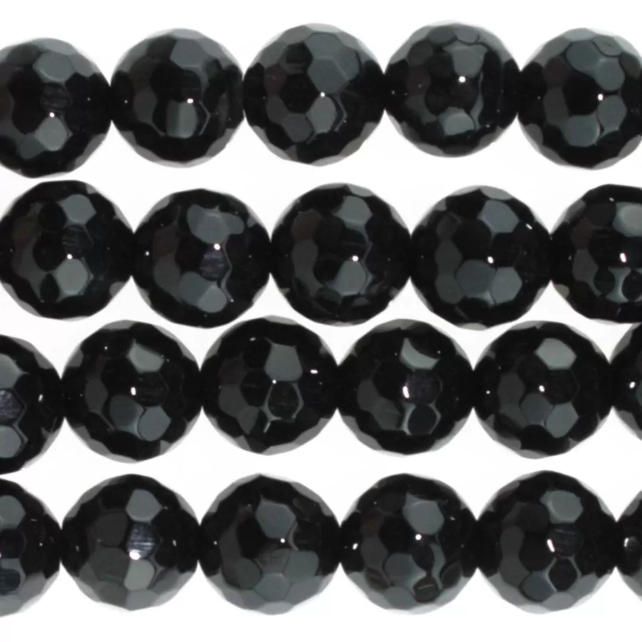 Onyx 8mm Round Faceted 8-Inch