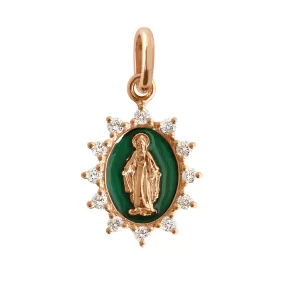 Petite Madone Supreme Emerald resin diamond pendant, Rose Gold