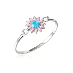 Pink Opal Sunflower Converta Bangle with Larimar