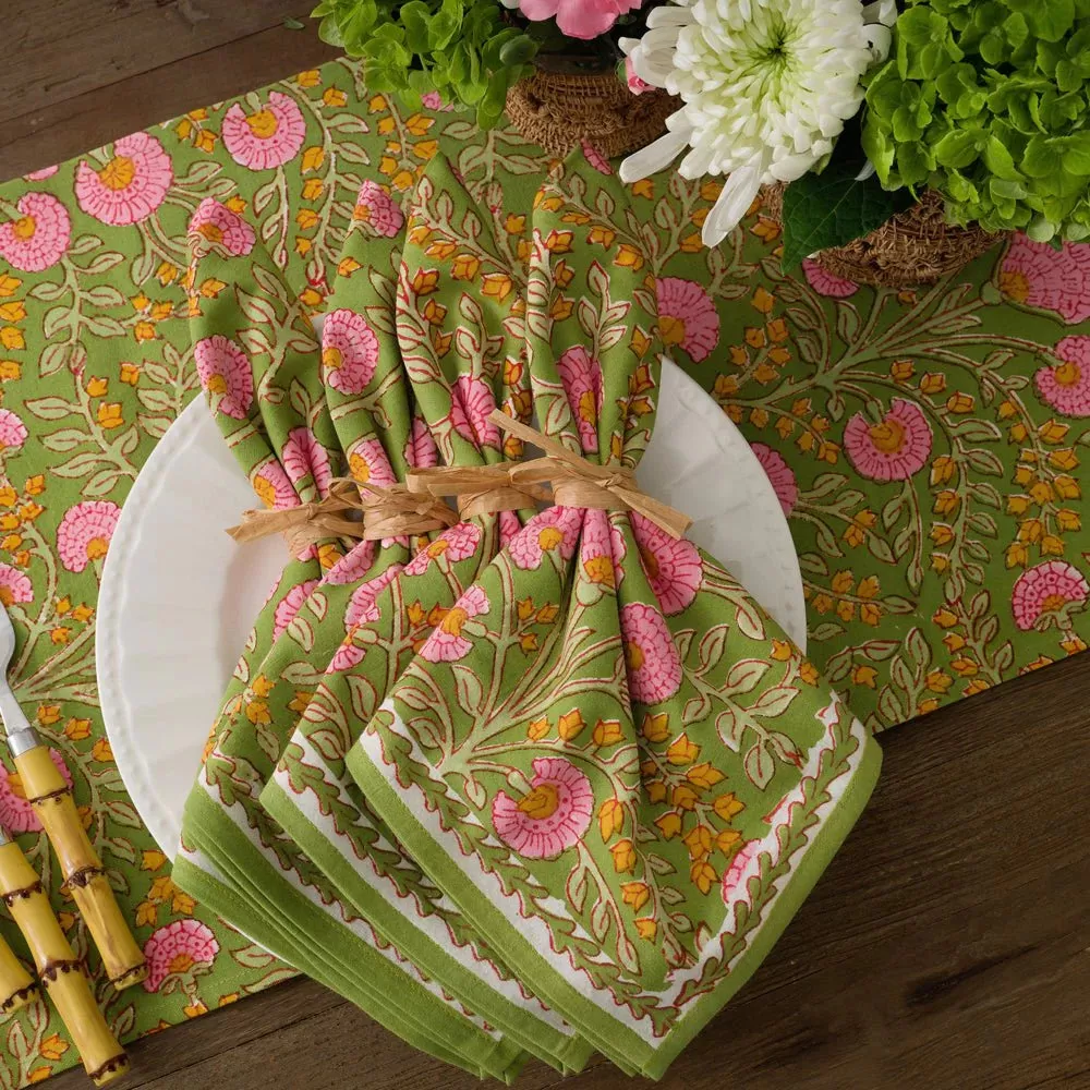 Pomegranate Cactus Flower Fern Napkin Set - 4