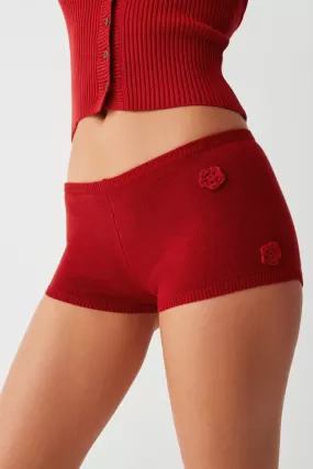 Providence Cloud Knit  Mini Short - Red Velvet