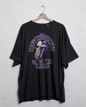 Rolling Stones Rock Em LSU Tigers Off Black Oversized Tee