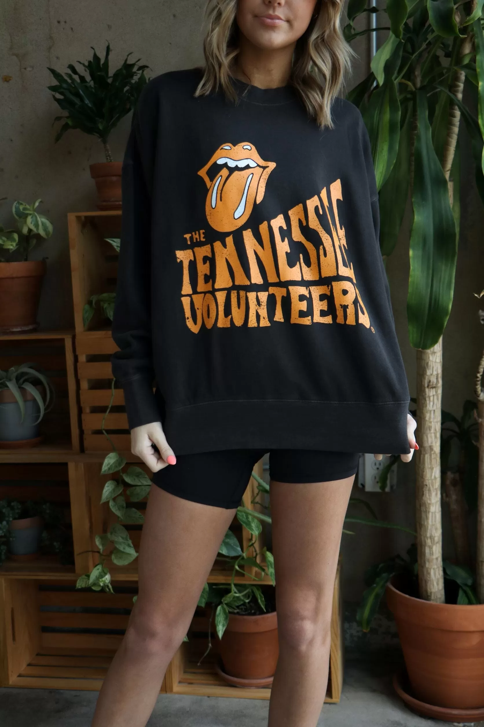 Rolling Stones Tennessee Vols Dazed Black Oversized Crew Sweatshirt