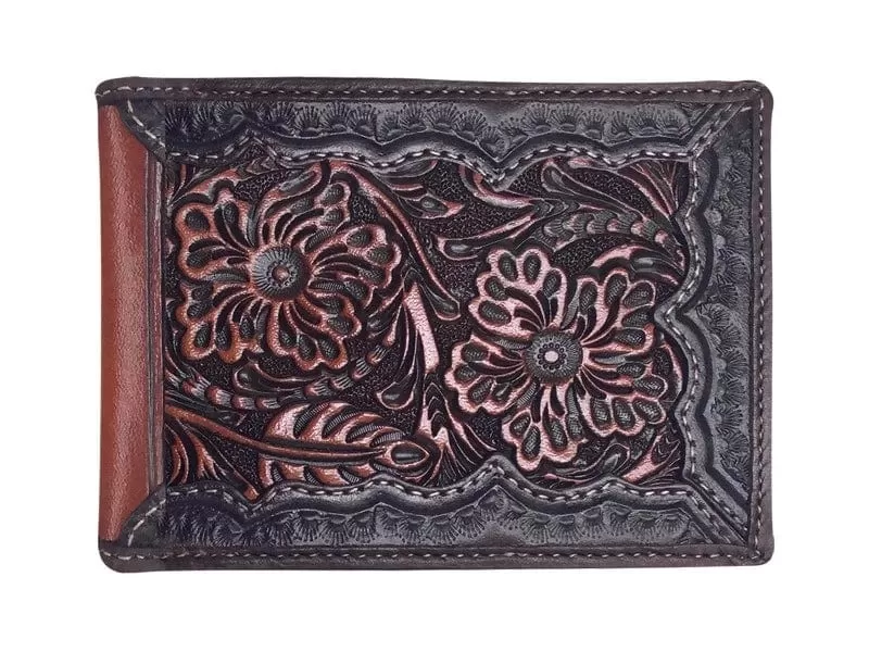 Roper Bi-Fold Wallet - Tooled Leather Dark Brown 8154100