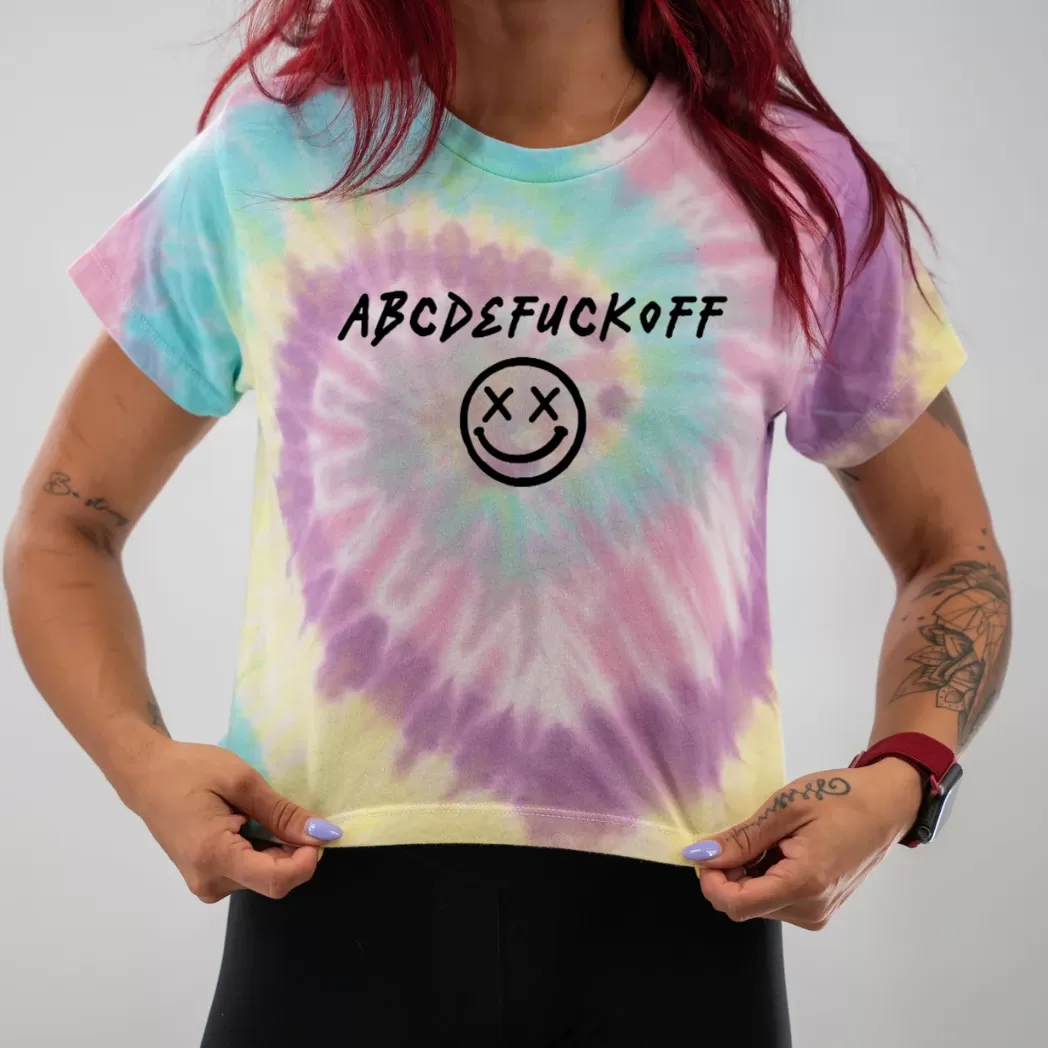 Salty Savage Ladies "ABC" Spiral Tie Dye Crop Tee