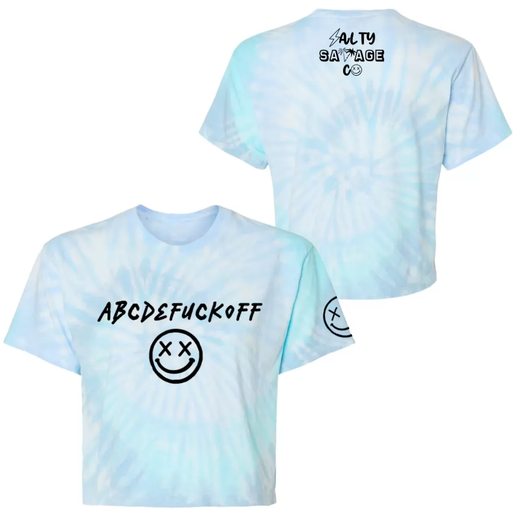 Salty Savage Ladies "ABC" Spiral Tie Dye Crop Tee