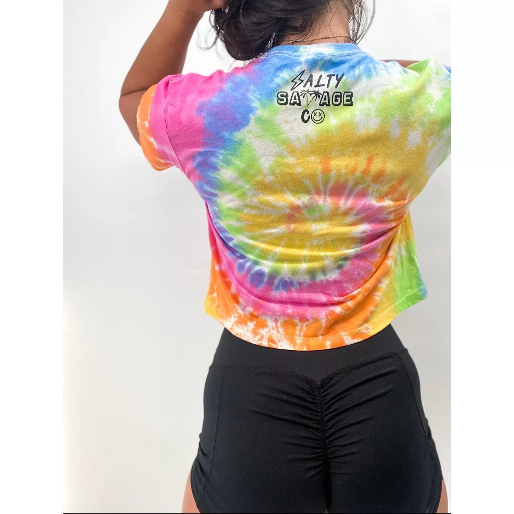 Salty Savage Ladies "ABC" Spiral Tie Dye Crop Tee