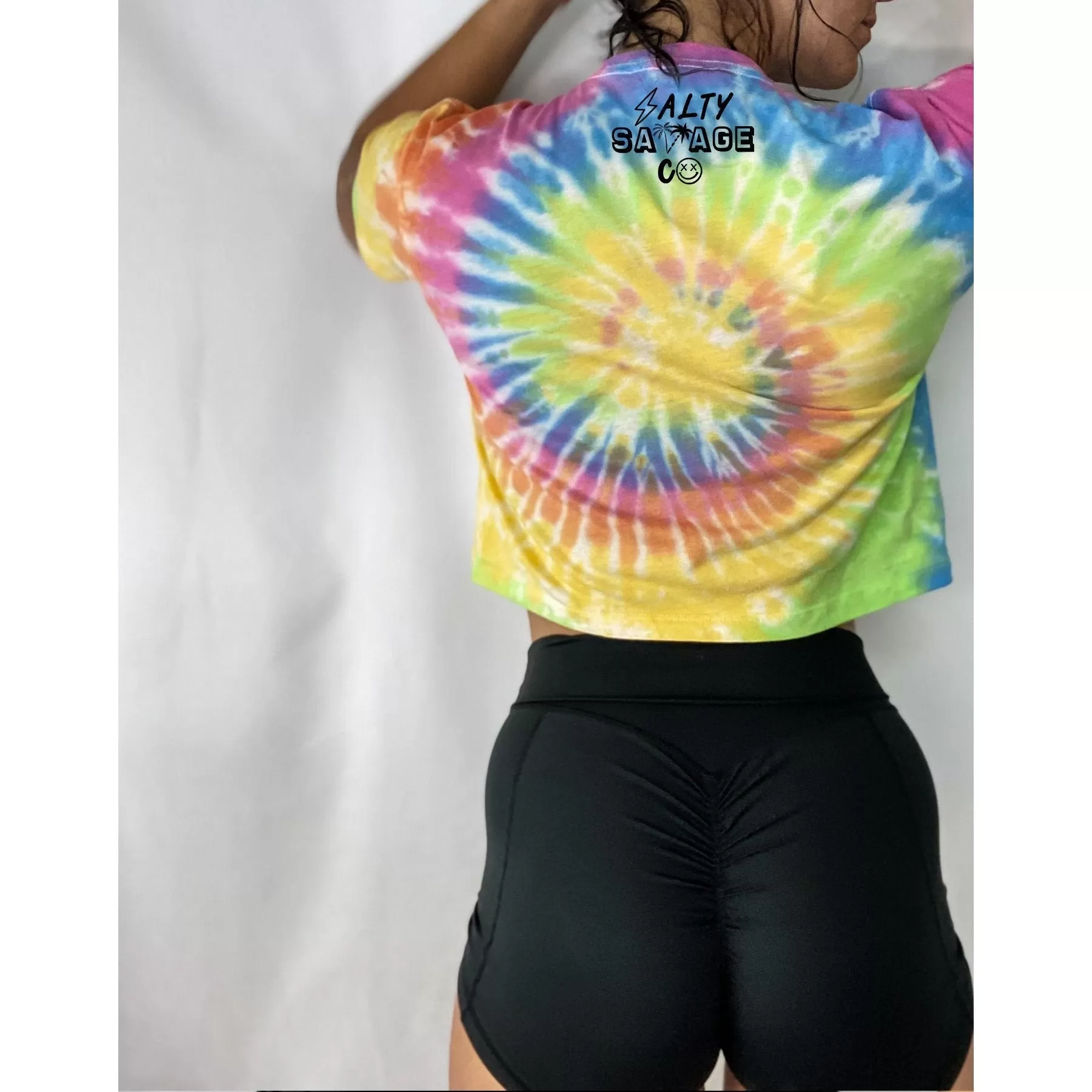 Salty Savage Ladies "Choosing Violence Today" Spiral Tie Dye Crop Tee