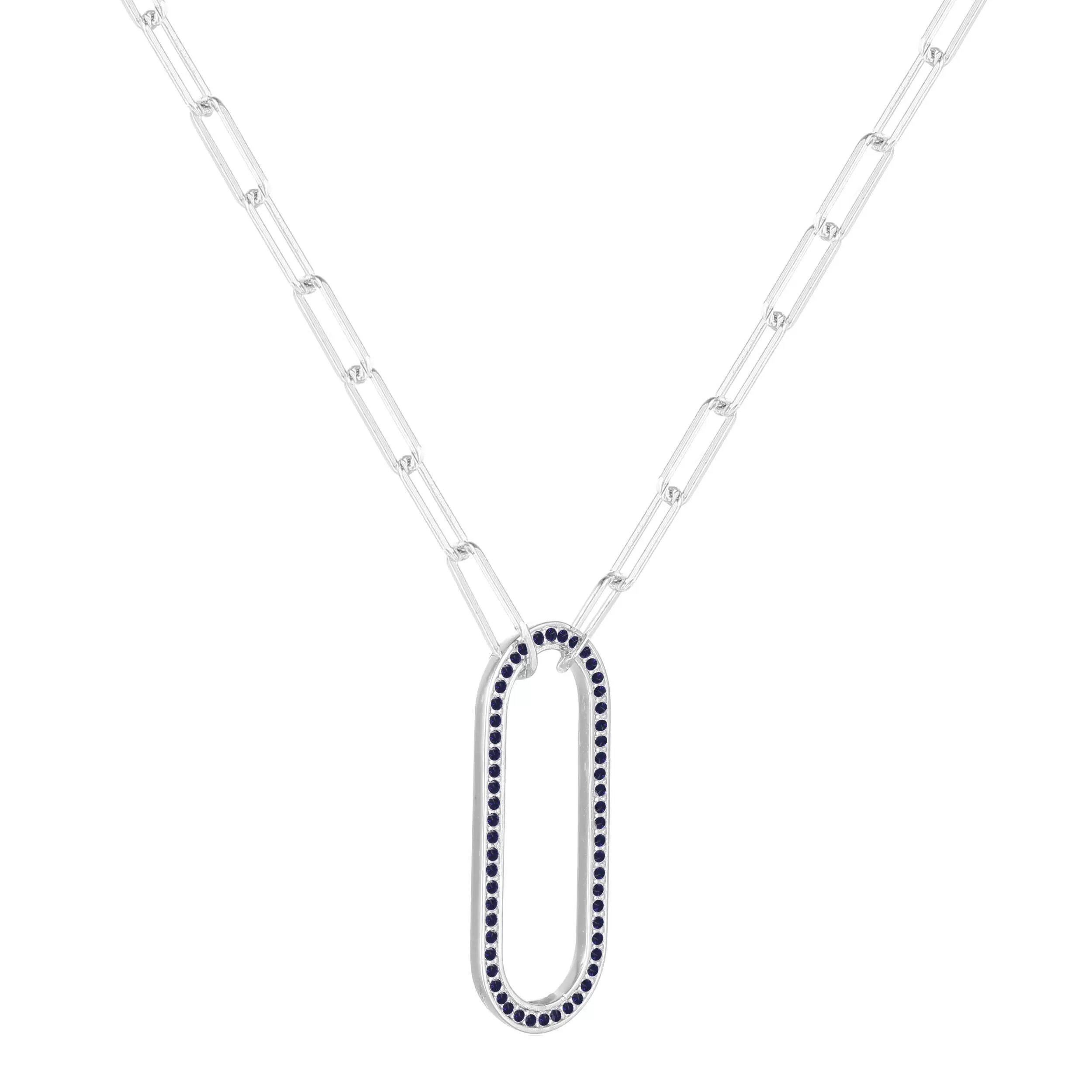 Sapphire Oval Bar Necklace