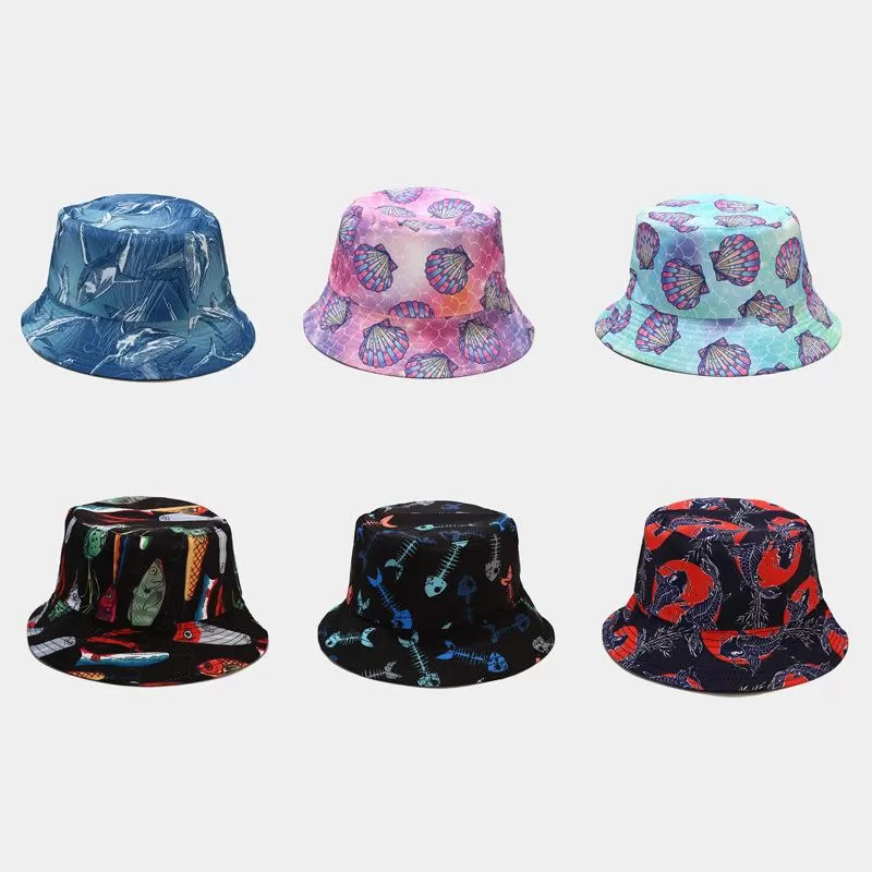 Sea Animal Print Double-sided Fisherman Cap