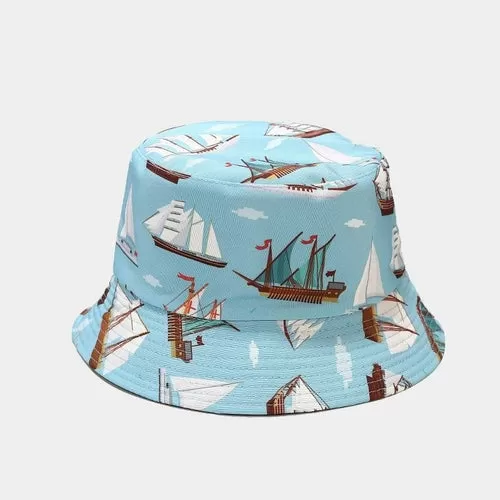 Sea Animal Print Double-sided Fisherman Cap