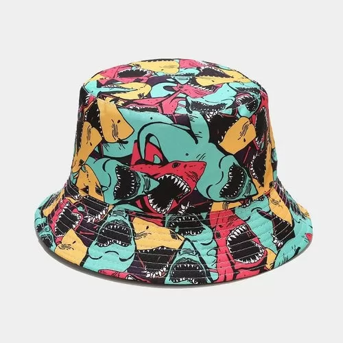 Sea Animal Print Double-sided Fisherman Cap