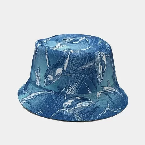 Sea Animal Print Double-sided Fisherman Cap